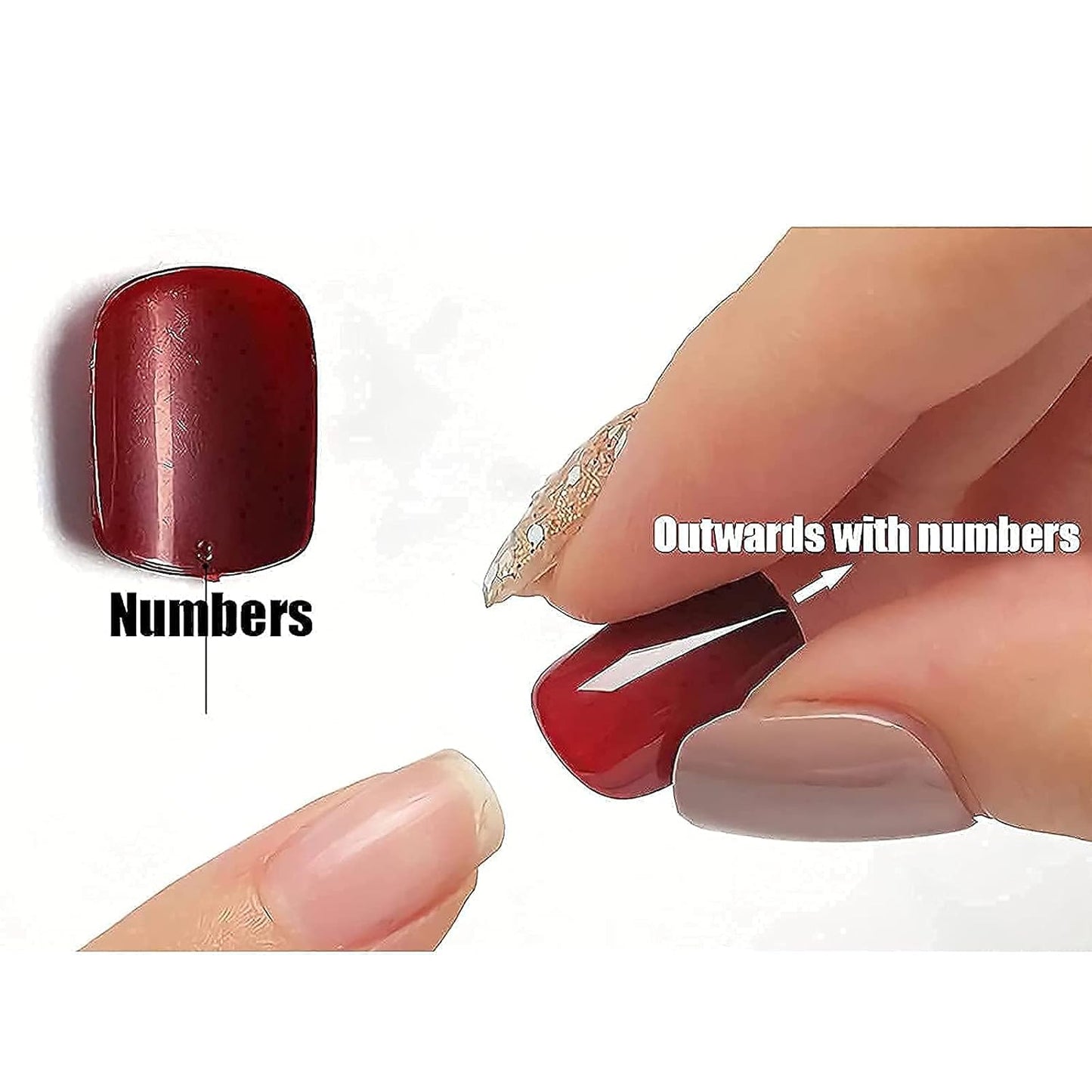 Press on Nails - Medium Coffin Glue on Nails with Blue Ombre, Acrylic Bling Glitter Design 24 Pcs