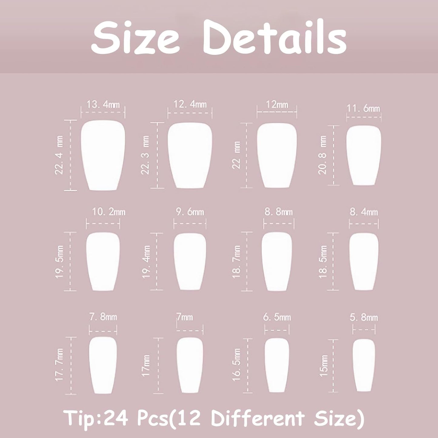 Press on Nails - Medium Coffin Glue on Nails with Blue Ombre, Acrylic Bling Glitter Design 24 Pcs