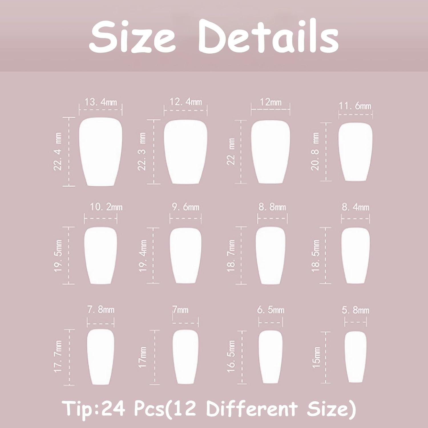 Press on Nails - Medium Coffin Glue on Nails with Blue Ombre, Acrylic Bling Glitter Design 24 Pcs